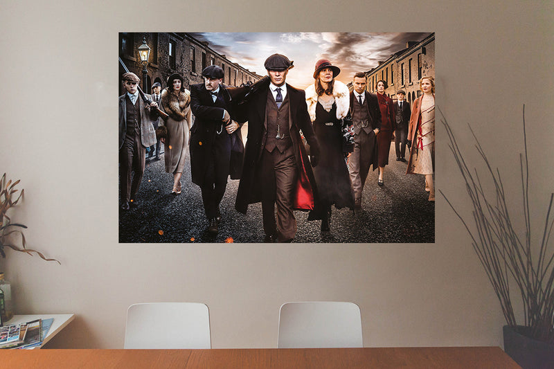 Glasschilderij - 100x150cm - Exclusive - Movie Peaky Blinders Gangsters - meubelboutique.nl