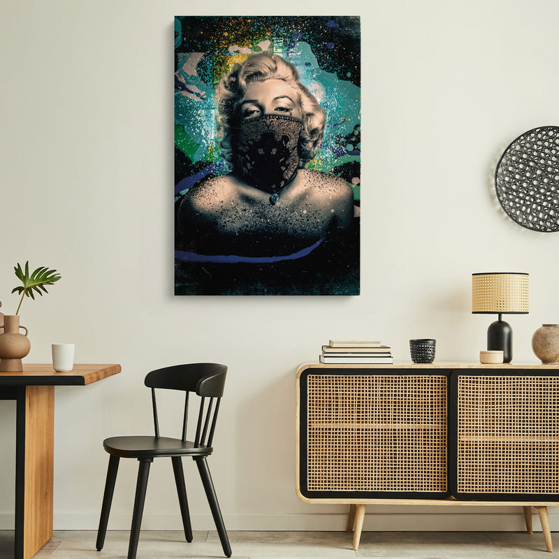 80x120cm - Exclusive - Model - Marilyn Blue - Glass Painting