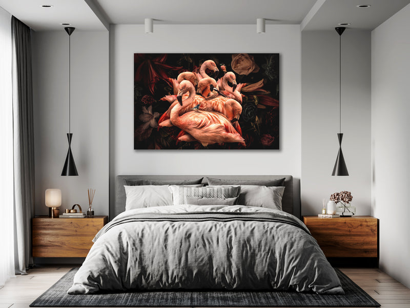 150x100 / 120x80cm - Exclusive - Animals - Flamenco Rosa (Landscape) - Glass Painting