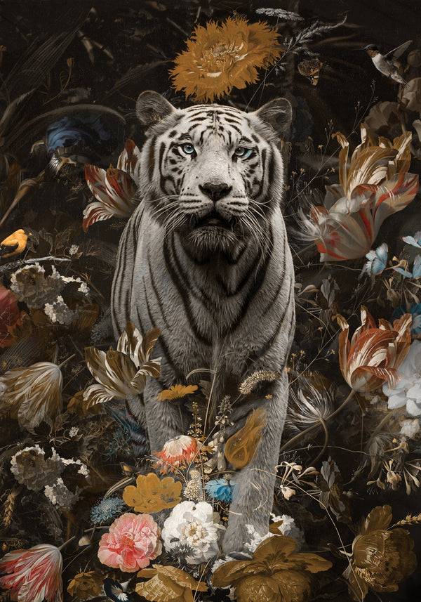150x100 / 120x80 / ​​90x60cm - Exklusiv - Kruger - Tiger Stillleben - Glasmalerei