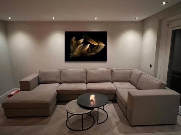 100x150 / 80x120 / 60x90cm (Landschaft) - Exklusiv - Special - Goldene Federn Mary - Glasmalerei