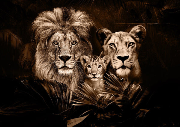 Exklusiv - Tiere - Lynn Lions Family Cubs - Verschiedene Größen - Glasmalerei